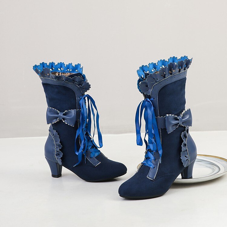 Mujer Botas Zapatos de Navidad Bullock Zapatos Tallas Grandes Exterior Navidad Diario Color sólido Botines Botines Invierno Encaje Tacón de gatito Dedo redondo Elegante Casual Minimalismo Zapatos de 2025 - $59.99 –P14