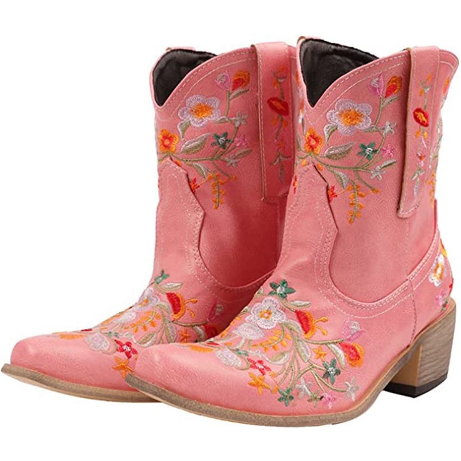 Women's Vintage Western Cowboy Boots – Floral Embroidered Faux Leather Ankle Boots for Casual and Festival Wear 2025 - $64.99 –P16