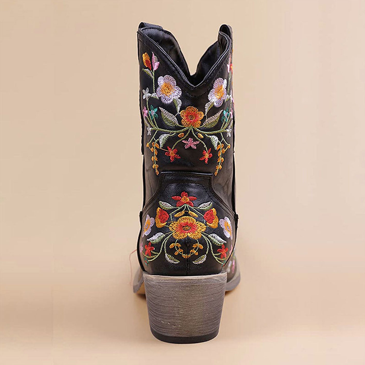 Women's Vintage Western Cowboy Boots – Floral Embroidered Faux Leather Ankle Boots for Casual and Festival Wear 2025 - $64.99 –P12