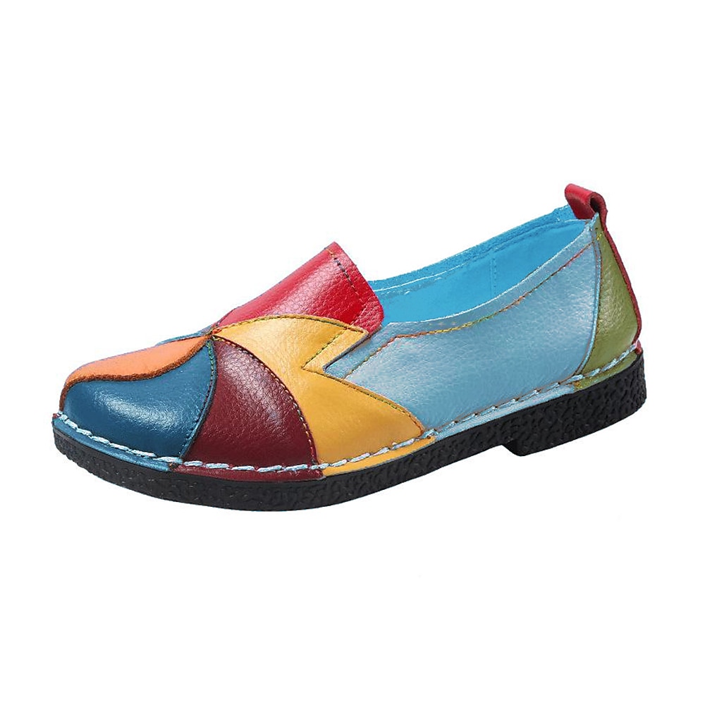 γυναικεία συνονθύλευμα πολύχρωμα loafers από ψεύτικο δέρμα | casual slip-on παπούτσια με σχέδιο ραμμένο στο χέρι για καθημερινή χρήση και άνεση 2025 - $32.99 –P10