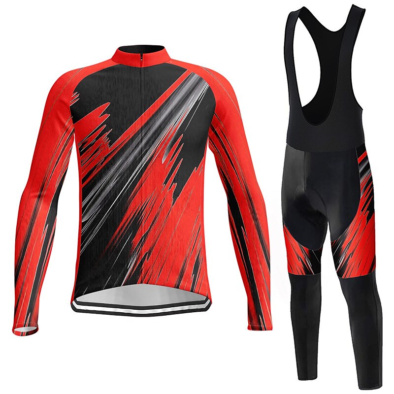 Herr Cykeltröja med Haklapp-tights Långärmad Bergscykling Vägcykling Vinter Gul Rubinrött Blå Grafisk Cykel Träningsdräkter 3D Tablett Andningsfunktion Snabb tork Bakficka Polyester Elastan sporter 2025 - $46.99 –P16