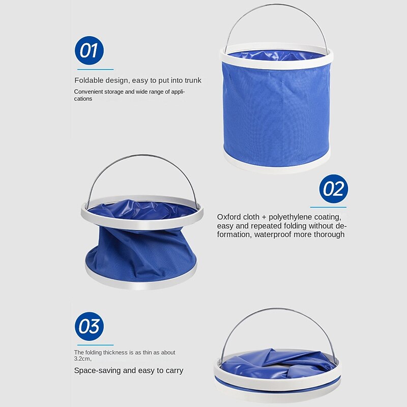 2 Pack Collapsible Bucket, 2.6 Gallon Foldable Round Togo