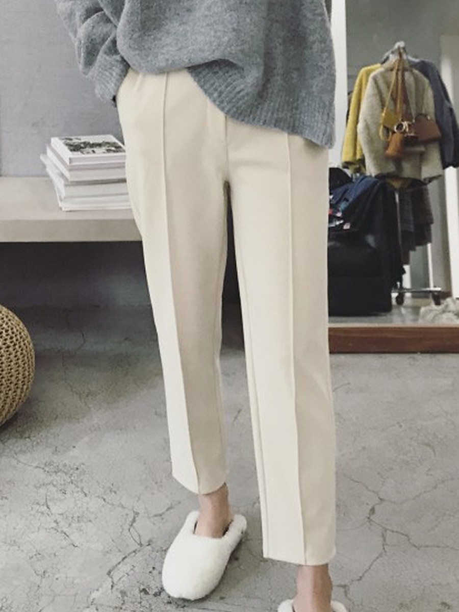 Per donna Pantaloni Eleganti Pantaloni in Pile Dritto Moda Streetwear Lunghezza intera Vita media Tinta unica Tasca Comodità Traspirabilità Morbido Micro-elastico Vacanza Streetwear Quotidiano Nero del 2026 a $29.99 –P4