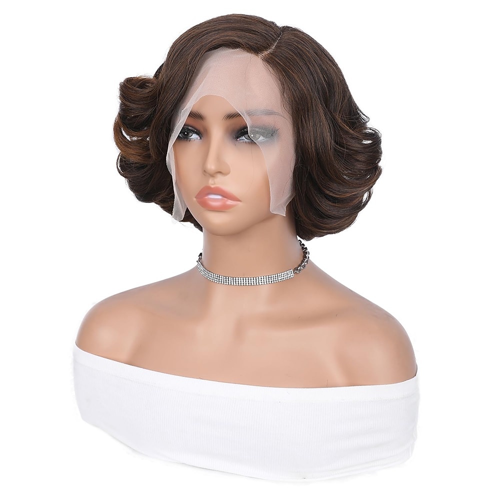 Synthetische pruiken Gekruld Asymmetrisch kapsel Machinegemaakt Pruik Kort A1 A2 A3 A5 A6 Synthetisch haar Dames Cosplay Zacht Feest Zwart Bruin Donkerbruin 2025 - $24.99 –P13