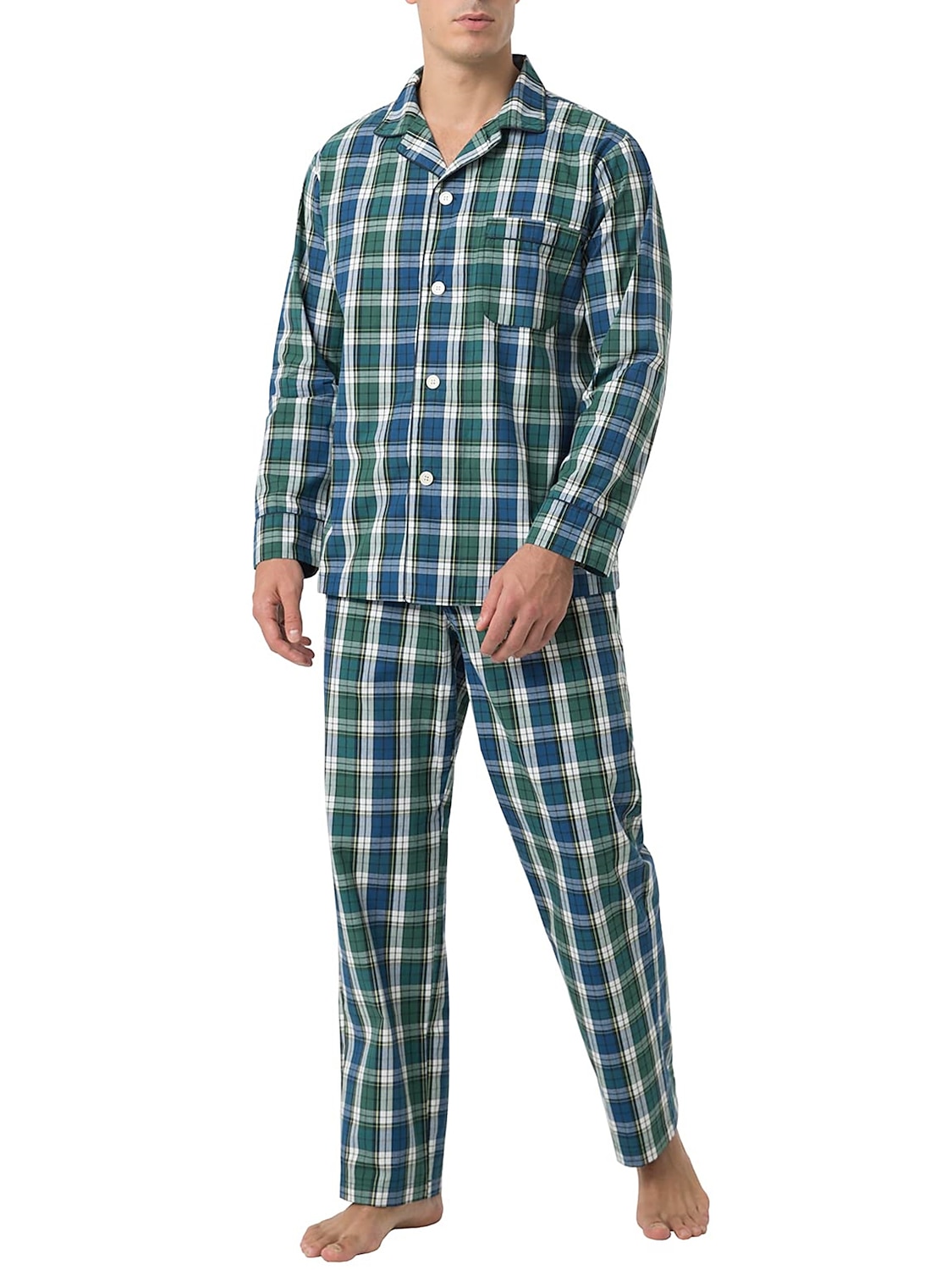 Per uomo loungewear Pigiami Set pigiama Top e pantalone del pigiama 2 pezzi A quadri Moda Informale Comoda Interni Giornaliero Cotone Comfort Bavero Manica lunga Camicia Pantalone A cordoncino Vita del 2025 a $16.39 –P11