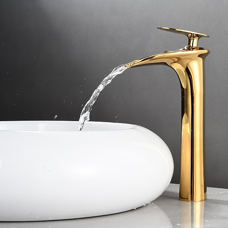 Bathroom Sink Faucet - Waterfall Electroplated / Painted Finishes Centerset Single Handle One HoleBath Taps 2025 - $97.99 –P8