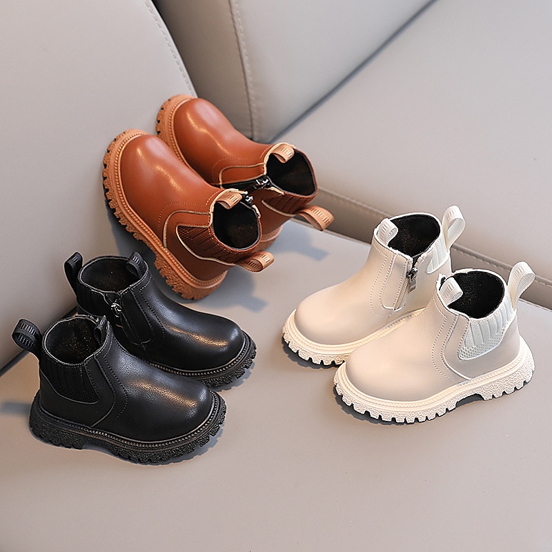 Boys Girls' Boots Daily PU Little Kids(4-7ys) Toddler(2-4ys) Daily Black White Brown Summer Spring Fall 2025 - $29.99 –P2