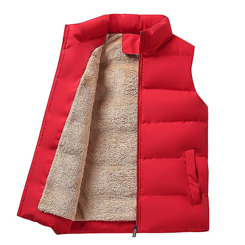 Homme Gilet polaire Gilet Usage quotidien Vacances Sortie Mode basique Printemps & Automne Bouton Polyester Confortable Plein Boutonnage Simple Col Mao Col V Standard Noir Rouge bleu marine Gilet de 2025 ? $43.99 –P4