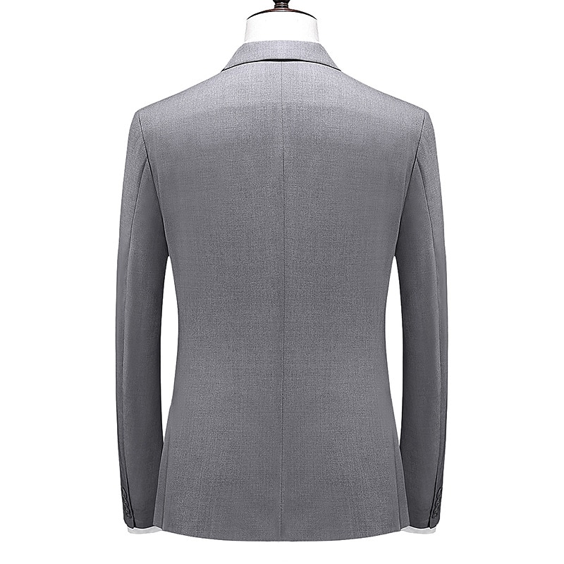 Voor heren Afstuderen Blazer Cocktail kledij Smoking liiketoiminta Bruiloft Modieus Casual Lente & Herfst Polyester Effen Zak Knop Casual / Dagelijks Dubbele rij knopen Blazer Geel Bordeaux 2026 - $56.99 –P3