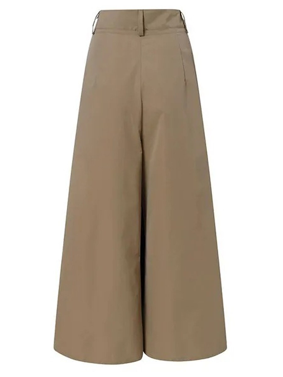 Vestido de pierna ancha para mujer, pantalones de trabajo, parte inferior acampanada, longitud completa, moda, ropa de calle, diario, negro, caqui, s m, otoño invierno 2025 - $26.99 –P5