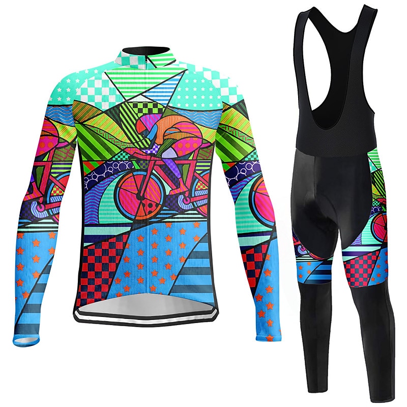Per uomo Maglia da ciclismo con salopette Manica Lunga Mountain Bike MTB Ciclismo su strada Inverno Autunno Lilla Rosa Blu Grafico Bicicletta Cuscinetto 3D Asciugatura Rapida Tasca Posteriore del 2026 a $25.99 –P13