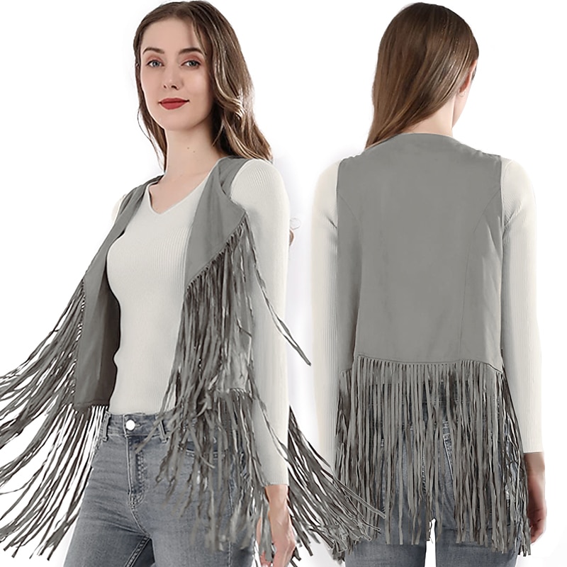 Retro / vintage 1970erne Semsket vest Ermeløs Hippie Dusk Ensfarget Dame Fest / aften Pride-parade Pride måned Voksne Topp 2025 - $22.99 –P7