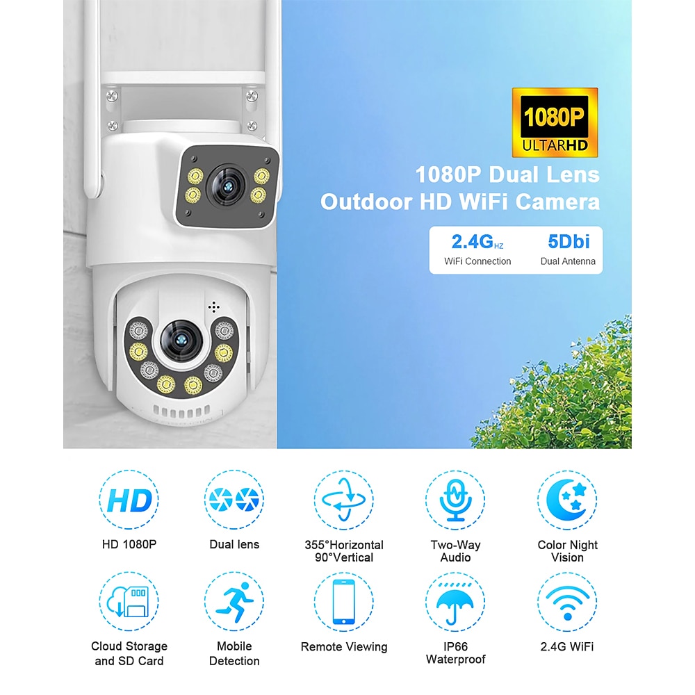 Didseth 4mp wifi ptz camera buiten dual-lens menselijk detecteren nachtzicht beveiliging cctv vedio surveillance ip camera 2025 - $52.99 –P2