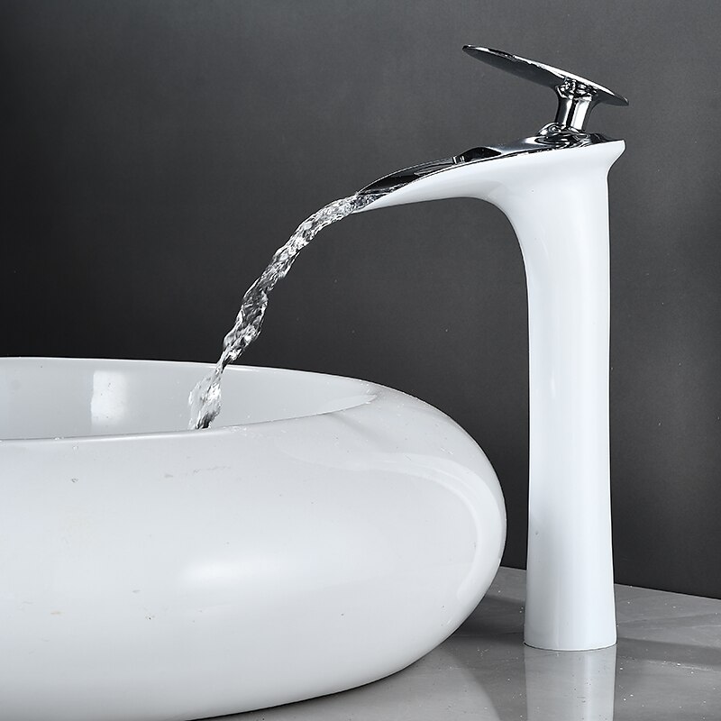 Bathroom Sink Faucet - Waterfall Electroplated / Painted Finishes Centerset Single Handle One HoleBath Taps 2025 - $97.99 –P12