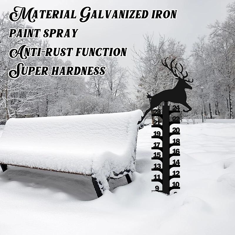 Outdoor Snow Gauge, 24 Inches Winter Snowflake, Snowman, Elk Metal Iron Ruler, Manual Metal Snow Measuring Stick Garden Pile, Christmas Rain Gauge Outdoor Decoration Gift 2025 - $18.99 –P11