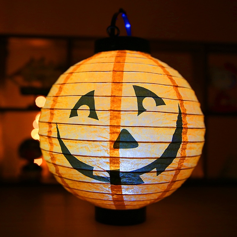 Halloween Paper Lantern Pumpkin Bat Spider Skeleton Castle LED Lantern Light for Indoor Outdoor Halloween Party Decor 2025 - $9.49 –P9