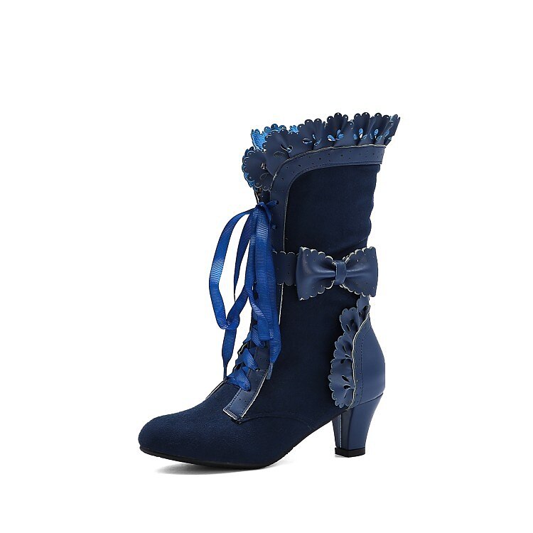Mujer Botas Zapatos de Navidad Bullock Zapatos Tallas Grandes Exterior Navidad Diario Color sólido Botines Botines Invierno Encaje Tacón de gatito Dedo redondo Elegante Casual Minimalismo Zapatos de 2025 - $59.99 –P25