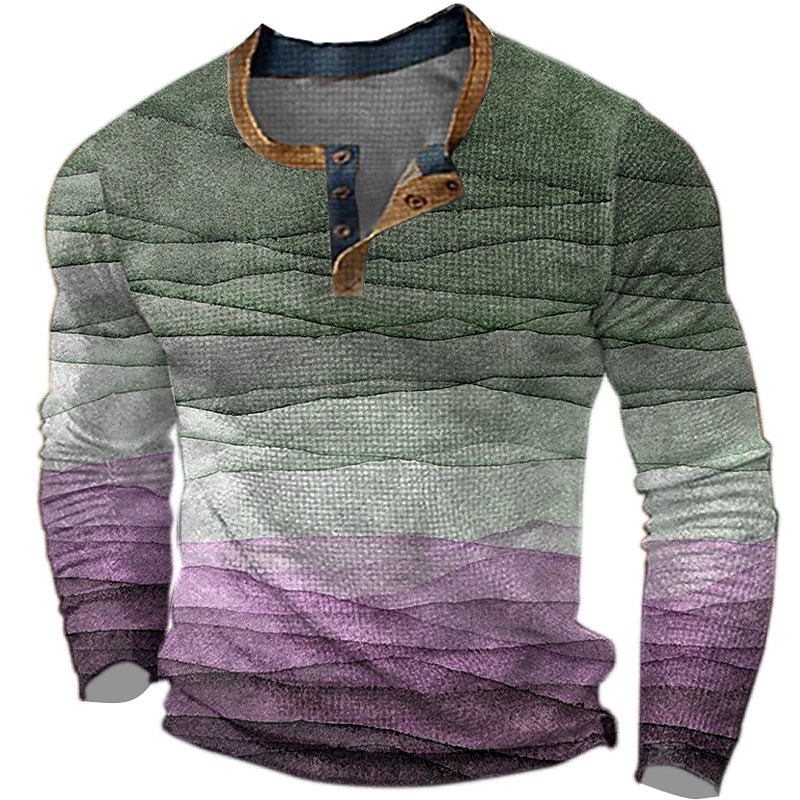 maglione a righe mens camicia grafica blocco di colore fashion designer casual 3d stampa henley waffle tee sport all'aria aperta vacanza festival luce blu viola multicolore cotone onde del 2025 a $23.99 –P6