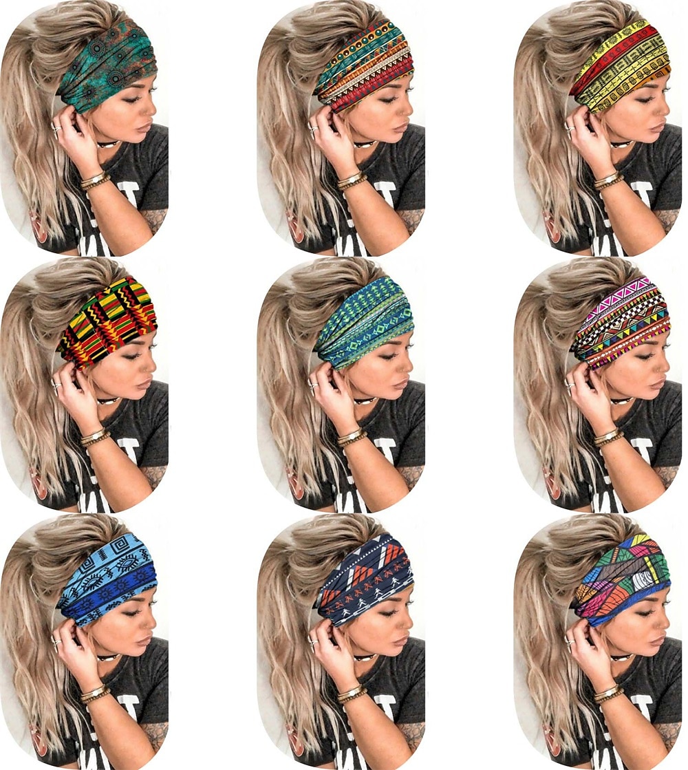 Bandes de cheveux pour femmes, motifs imprimés africains, large bord, nouage élastique, bandeaux de sport, de yoga, couvre-chef pour femmes, accessoires pour cheveux de 2025 ? $6.99 –P2