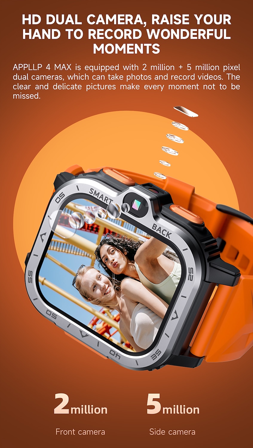 LOKMAT APPLLP 4 MAX Smart Watch 2.02 inch 4G LTE Cellular Smartwatch Phone 3G 4G Bluetooth Pedometer Call Reminder Activity Tracker Compatible with Android iOS Women Men GPS Hands-Free Calls Media 2025 - $128.99 –P5