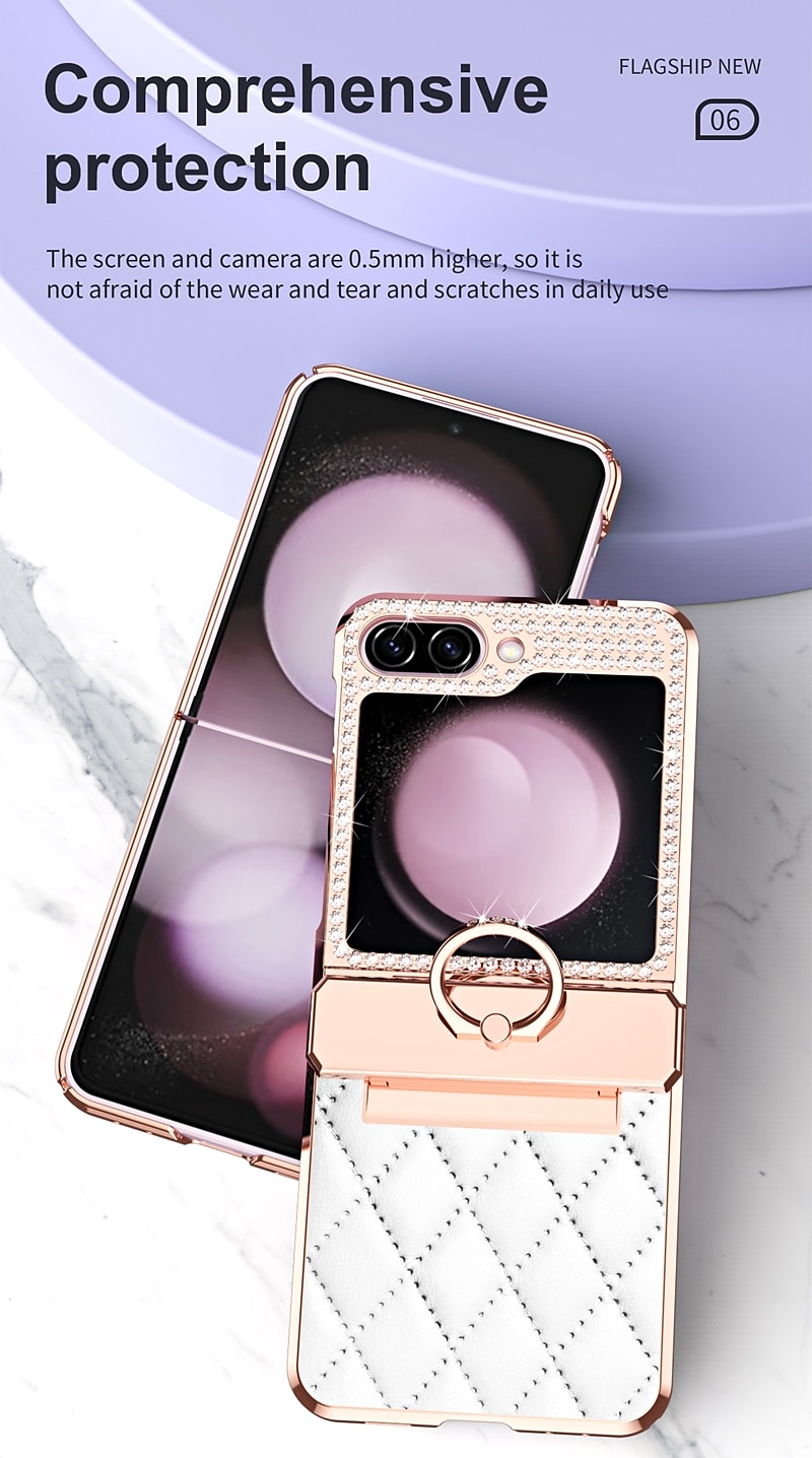 Phone Case For Samsung Galaxy Z Flip 7 Z Flip 6 Z Flip 5 Z Flip 4 Z Flip 3 Back Cover Shockproof Crystal Diamond TPU PU Leather 2025 - $29.99 –P7