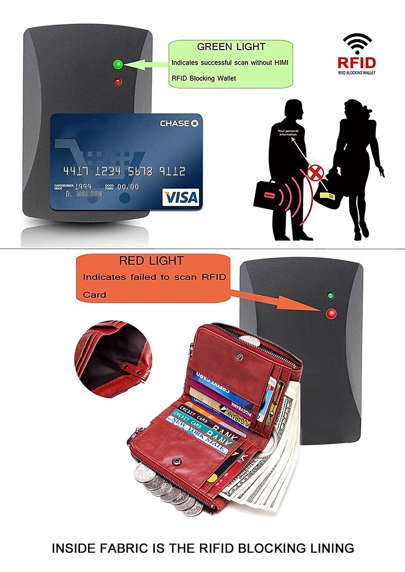 Anti-theft Brush RFID Leather Men's Wallet Multi-function Double zipper Vertical Wallet Top layer leather fashion casual change bag 2026 - $25.99 –P4