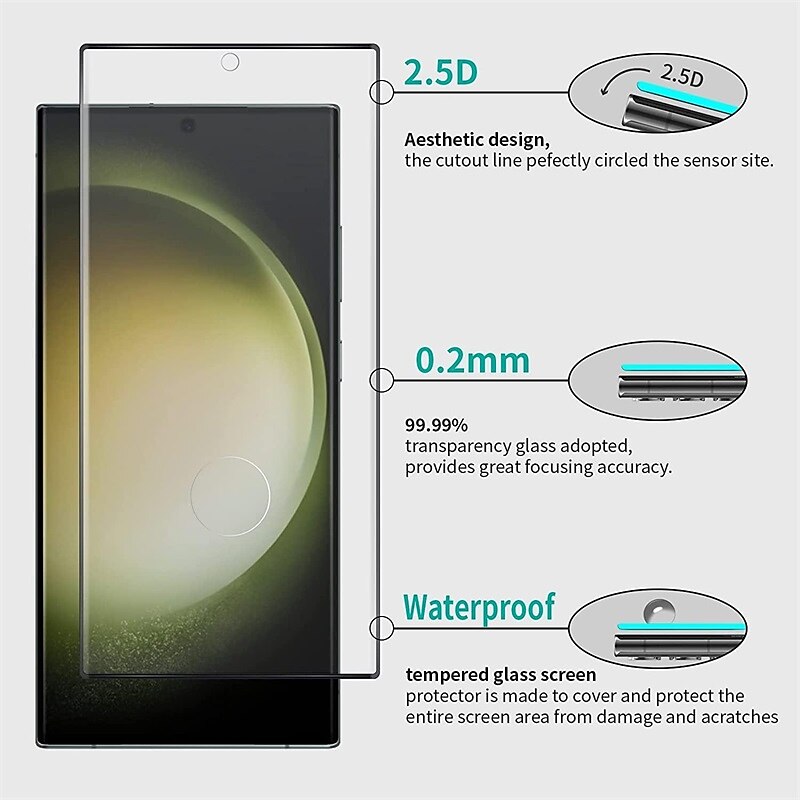 [2+2Pack] Screen Protector + Camera Lens Protector For Samsung Galaxy S24 Ultra Plus S23 S22 S21 S20 Ultra Plus FE S10 Note 20 Ultra 10 Plus Note 10 Plus Tempered Glass 9H Hardness Anti-Fingerprint 2025 - $12.99 –P2