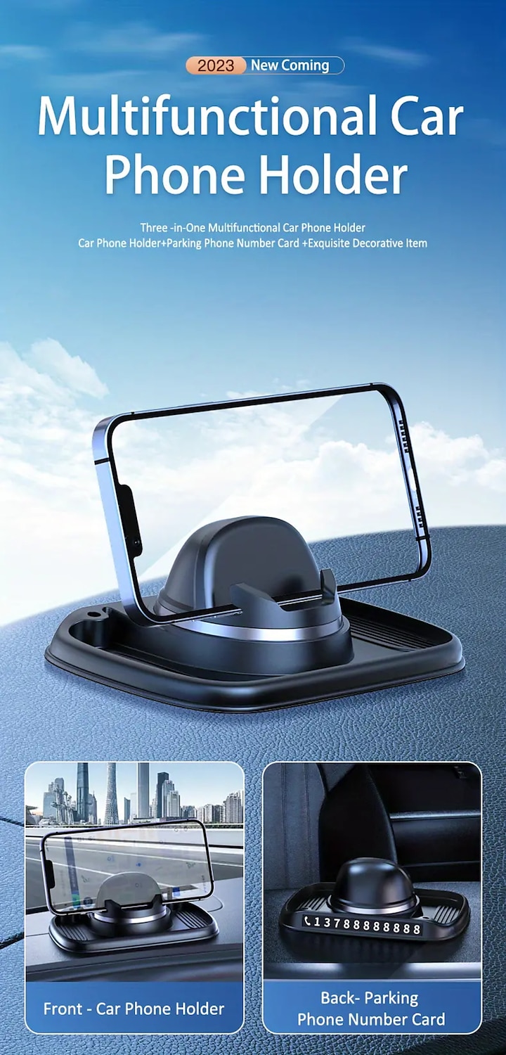 Multifunctional Car Phone Holder, 360-degree Rotating Dashboard Mobile Phone Holder, Car Navigation Anti-slip Holder, Suitable For Car Dashboard Anti-slip Mat Suitable For All Phones 2025 - $22.99 –P1
