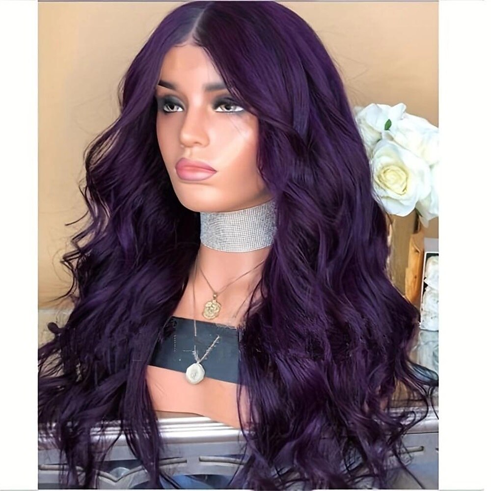 Synthetic Wig Curly Middle Part Wig Long Purple Synthetic Hair Women's Fashionable Design Cosplay Soft Purple Halloween Wigs 2025 - $21.99 –P3