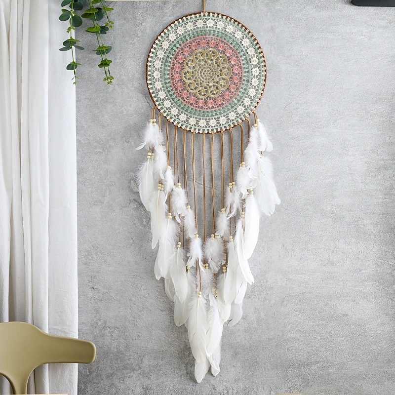boho drömfångare handgjord present vägghängande dekor konst prydnad hantverk pärla fjäder för barn sovrum bröllop festival födelsedagspresent 2025 - $20.99 –P4