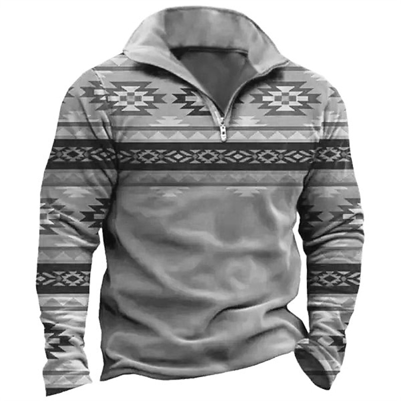 Per uomo Tribale Stampe astratte Felpe Felpa Felpa con zip Maglione Manica lunga Felpa Chiusura lampo quarto Giornaliero Classico Informale Stampa 3D Per eventi Per uscire Abbigliamento di strada del 2025 a $30.99 –P4