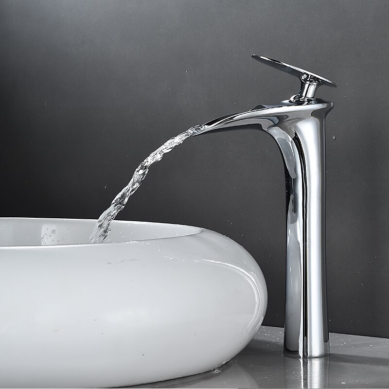 Bathroom Sink Faucet - Waterfall Electroplated / Painted Finishes Centerset Single Handle One HoleBath Taps 2025 - $97.99 –P16