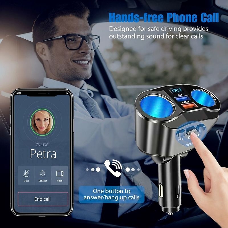 Bluetooth 5.0 Dual USB Car Charger - 4.8A Fast Charging Adapter, Cigarette Lighter Socket Splitter for Phone Charging 2025 - $20.99 –P10