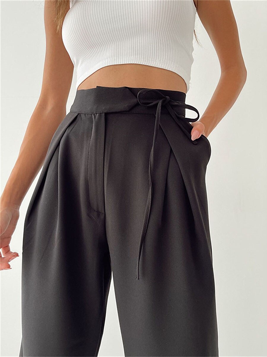 Women‘s Wide Leg Dress Pants Trousers Full Length Fashion Streetwear Street Daily Black Apricot S M Fall Winter 2023 - US $32.99 –P6