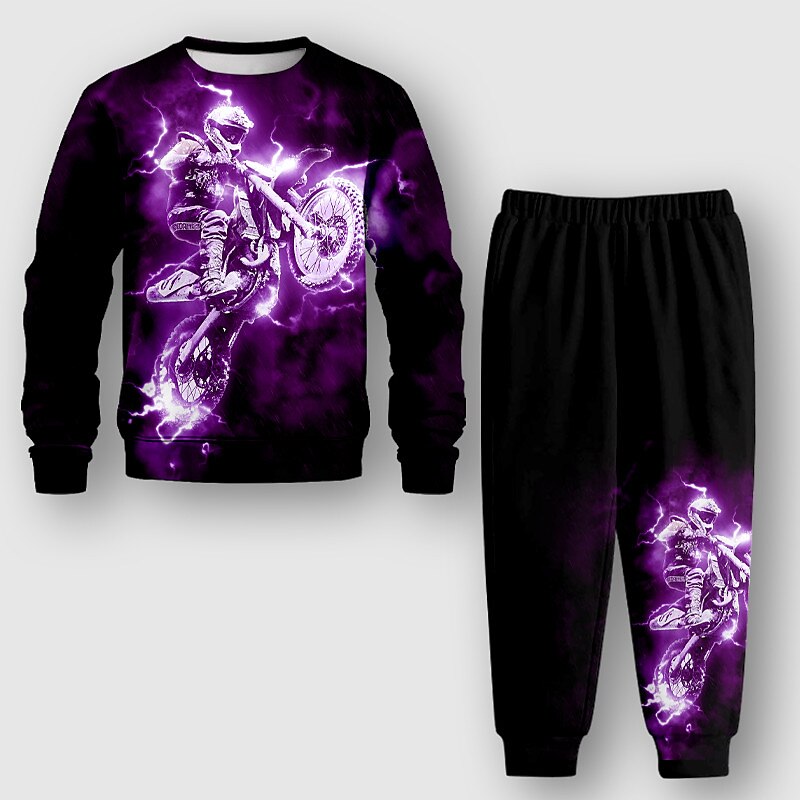 Chico 3D Graphic Conjunto de sudadera y pantalón deportivo Conjunto Manga Larga Impresión 3d Otoño Invierno Activo Moda Fresco Niños 3-12 años Cuello Barco Exterior Vacaciones Calle Ajuste regular 2025 - $23.99 –P3