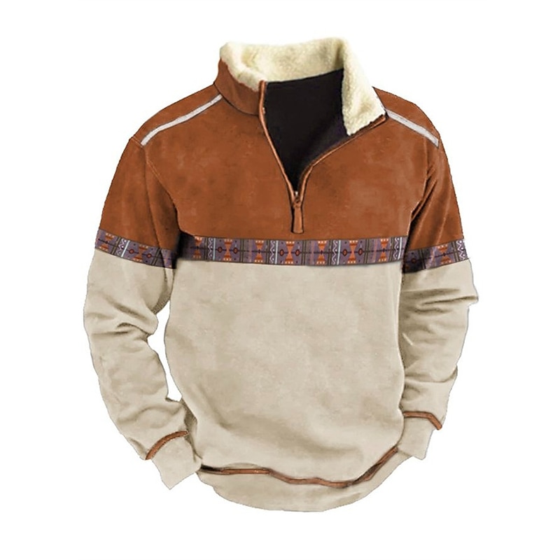 Herren Graphic Farbblock Stammes Sweatshirts Sweatshirt Pullover Reißverschluss-Sweatshirt Langarm Sweatshirt Viertel Postleitzahl Täglich Basic Brautkleider schlicht 3D-Druck Urlaub Festtage Ausgehen 2025 - $43.99 –P3