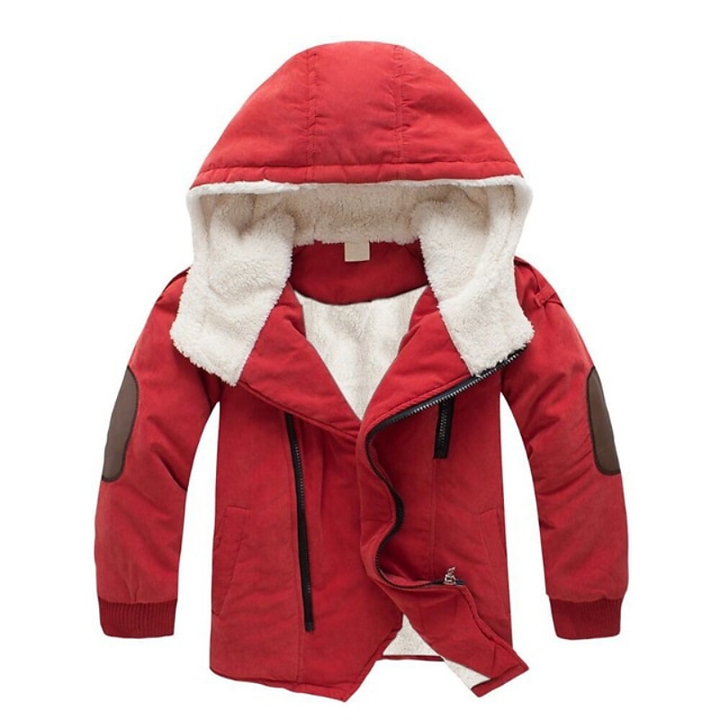 Barn Pojkar Kappa Fleece-jacka Ytterkläder Ensfärgat Långärmad Dragkedja Täcka Ledigt Mode Förtjusande Dagligen Marinblå Orange Vår Höst 7-13 år 2025 - $30.99 –P10