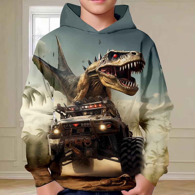 Pojkar 3D Dinosaurie Huvtröja Pullover Långärmad 3D-tryck Höst Vinter Mode Streetwear Häftig Barn 3-12 år Utomhus Ledigt Dagligen Normal 2025 - $18.99 –P5