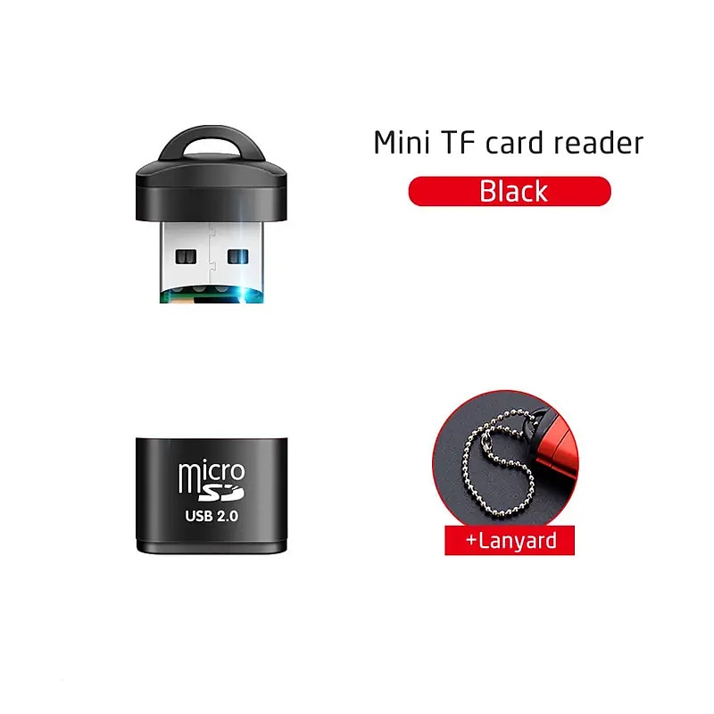 Mini TF Card Reader Lanyard Card Reader Plug And PlayApplicable To Computer Car Audio And Other USB Interface Equipment For Windows Mac OS Linux 2025 - $8.99 –P10