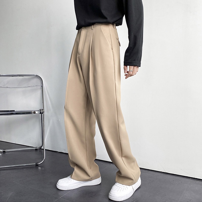 Męskie Garnitury Spodnie Spodnie codzienne Plisowane spodnie Spodnie garniturowe Kieszeń Prosta noga Równina Komfort Oddychający Codzienny Święto Streetwear Elegancki Styl klasyczny Czarny Biały 2025 - $27.99 –P3