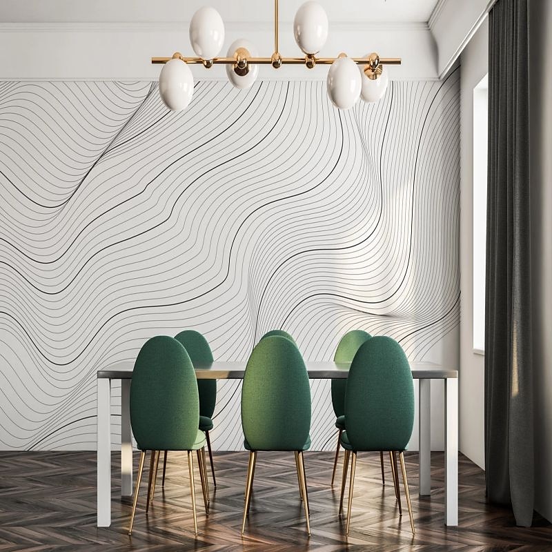 cool wallpapers 3d abstracte muurschildering behang muurschildering muurstickers bladeren abstracte schets foto geschikt voor hotel woonkamer slaapkamer art deco 2025 - $51.99 –P17