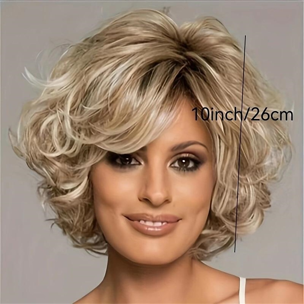 Synthetic Wig Curly Neat Bang Wig Short A1 A2 A3 A4 Synthetic Hair Women's Fashionable Design Natural Comfortable Blonde Brown 2025 - $24.99 –P4