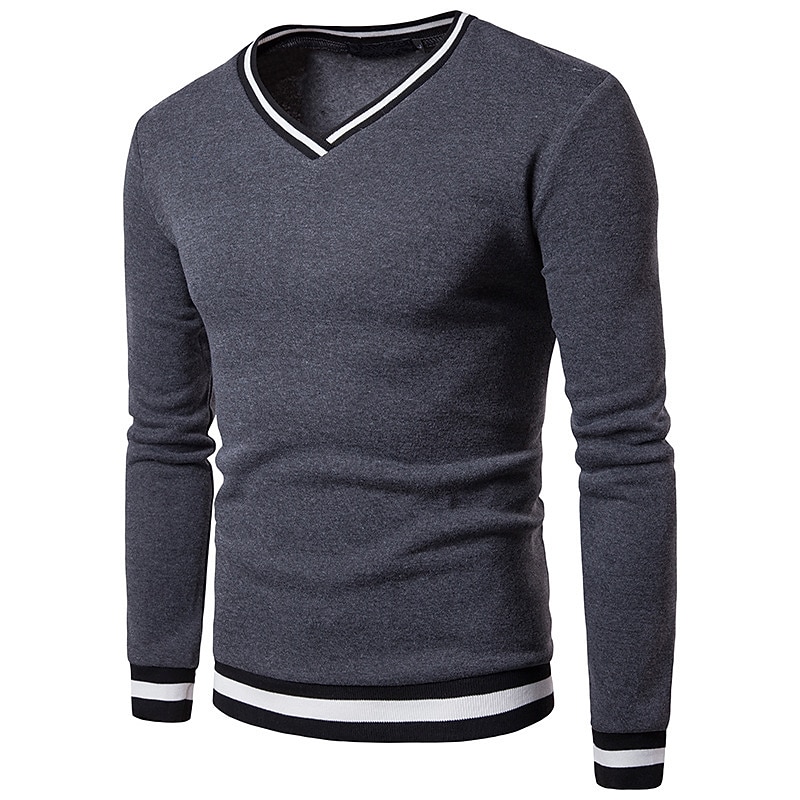 Per uomo Felpa Pullover Maglione Maglione A coste Maglia Standard Taglio attillato Lavorato a maglia Banda A V Contemporaneo moderno Ufficio Da tutti i giorni Abbigliamento Autunno inverno Nero Bianco del 2026 a $22.99 –P12