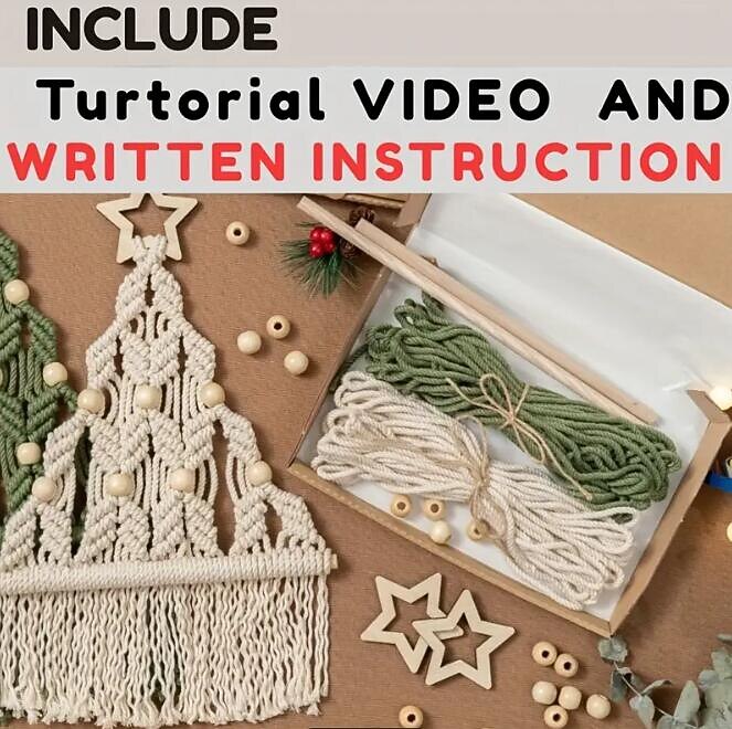 Árbol de Navidad diy de macramé, kit de bricolaje de árbol de Navidad tejido de 2 piezas, kit de regalo de manualidades navideñas adecuado para regalo de familiares y amigos 2025 - $12.99 –P4