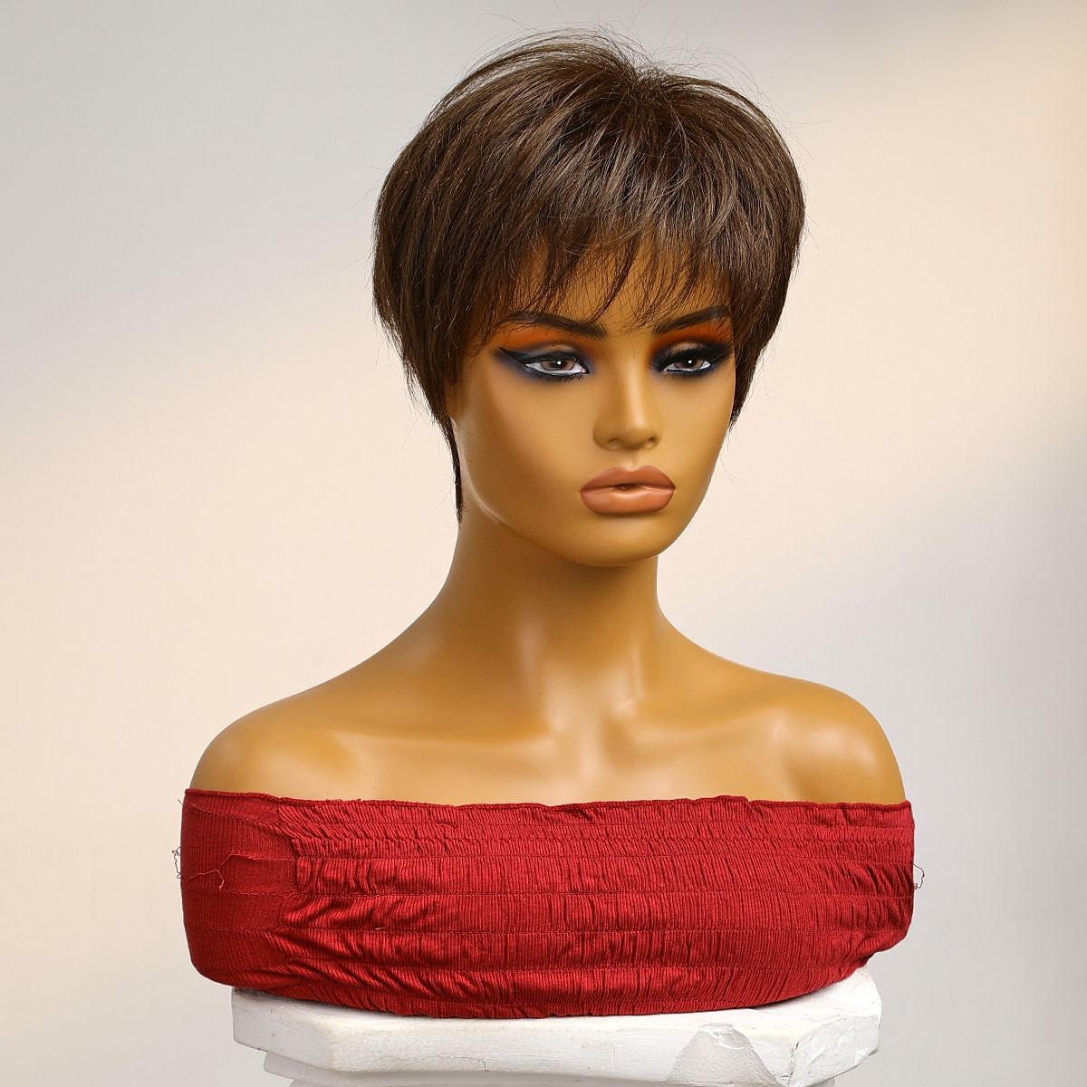 Menselijk haarmengsel Pruik Kort Natuurlijk recht Pixie-kapsel Zijdeel Gelaagd kapsel Asymmetrisch kapsel Bruin Cosplay Krultang en stijltang Natuurlijke haarlijn Zonder kap Braziliaans haar Dames 2025 - $67.99 –P5