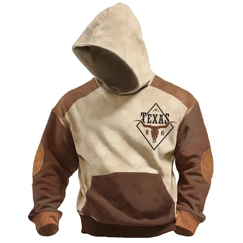 Pánské Grafika Barevné bloky Kapuce Kapucky Mikina Kapuce Dlouhý rukáv Mikina s kapucí Kapuce Módní 3D tisk Dovolená Outdoorové sporty Streetwear Vodní modrá Hnědá Tisk Přední kapsa Jaro & podzim 2025 - $31.99 –P2