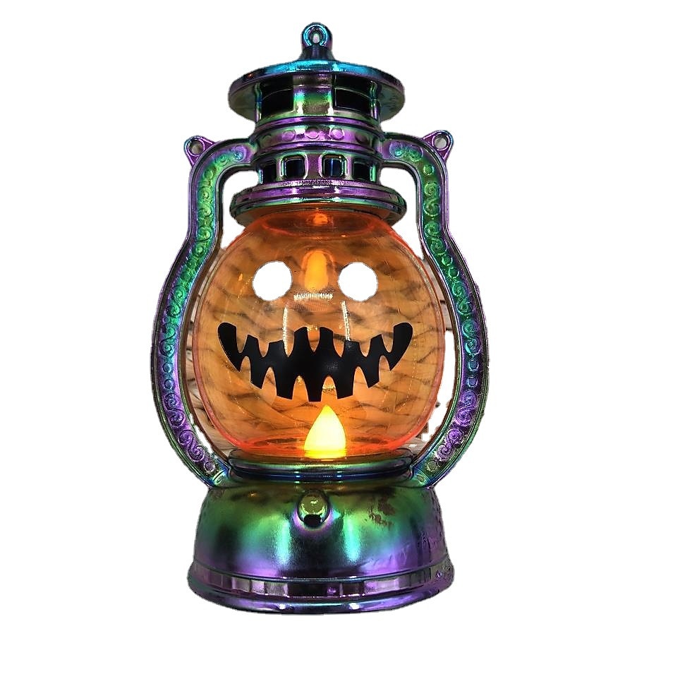 decorazioni di halloween lampada zucca retrò piccola lampada a olio led candela elettronica lampada zucca portatile galvanica lanterna magica a colori del 2025 a $6.49 –P7