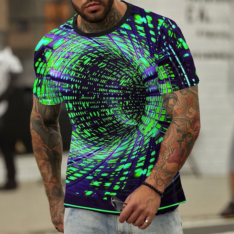 Per uomo Grafico Geometrico Tecnologia Maglietta Manica Corta maglietta Stampa 3D Girocollo Camicia Quotidiano Designer Retrò Vintage Sport all'Aperto Ferie Uscire Giallo Arancione Verde Primavera del 2026 a $19.49 –P4