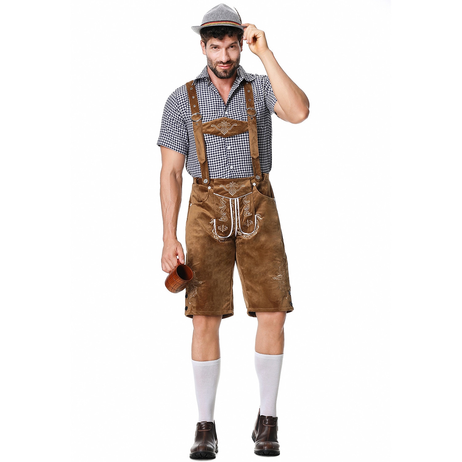 Oktoberfest lederhosen Skjorta Bayersk Bavarian Tyska Ängar Herr Traditionell stil tyg Blus Shorts Hatt 2026 - $66.99 –P18