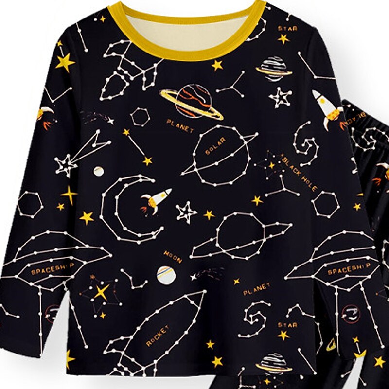 Pojkar 3D Galax Pyjamas set Långärmad 3D-tryck Höst Vinter Aktiv Häftig Dagligen Polyester Barn 3-12 år Rund hals Hem Casual Inomhus Normal 2025 - $16.49 –P4